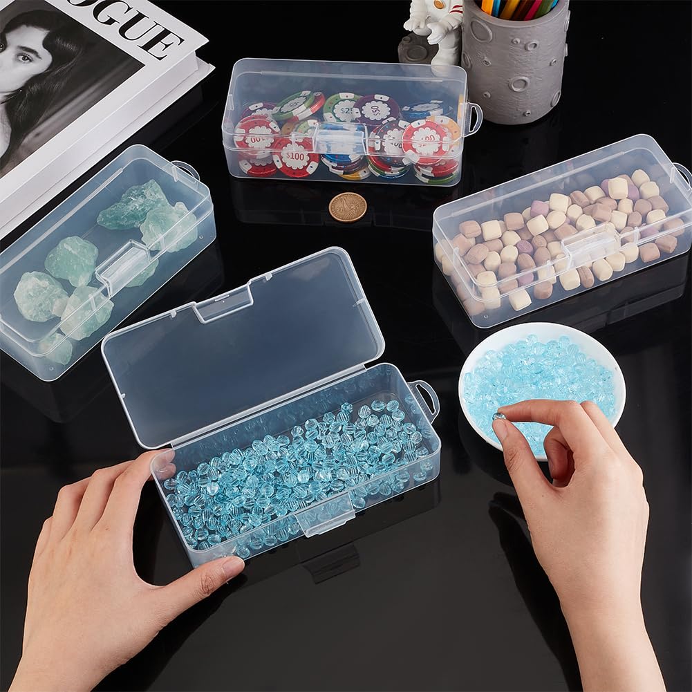 BENECREAT Rectangle Plastic Container Box, 4 Packs, 16.5x7.5x4.7cm