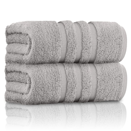 GC GAVENO CAVAILIA Pack of 2 Ultra Soft Super Absorbent Bath Sheets, 550 GSM 100% Cotton Line Texture Towels, Silver, 80x140 Cm