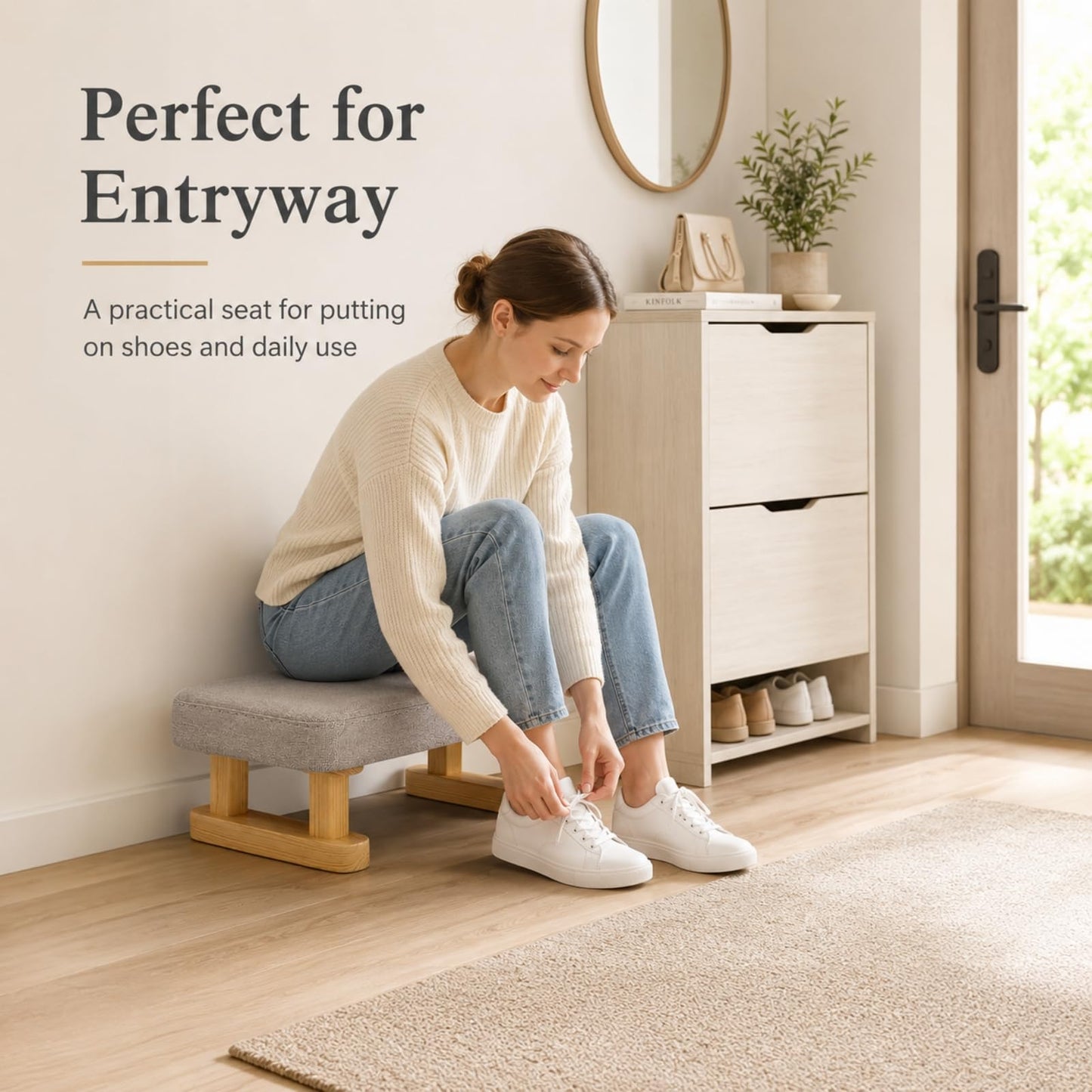 Foot Stool, Small Pouffe Footstool with Removable Cover