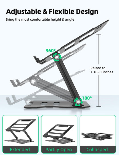 Rupoku Adjustable Laptop Stand, Ergonomic Laptop Riser Heat Vent Computer Stand for Desk