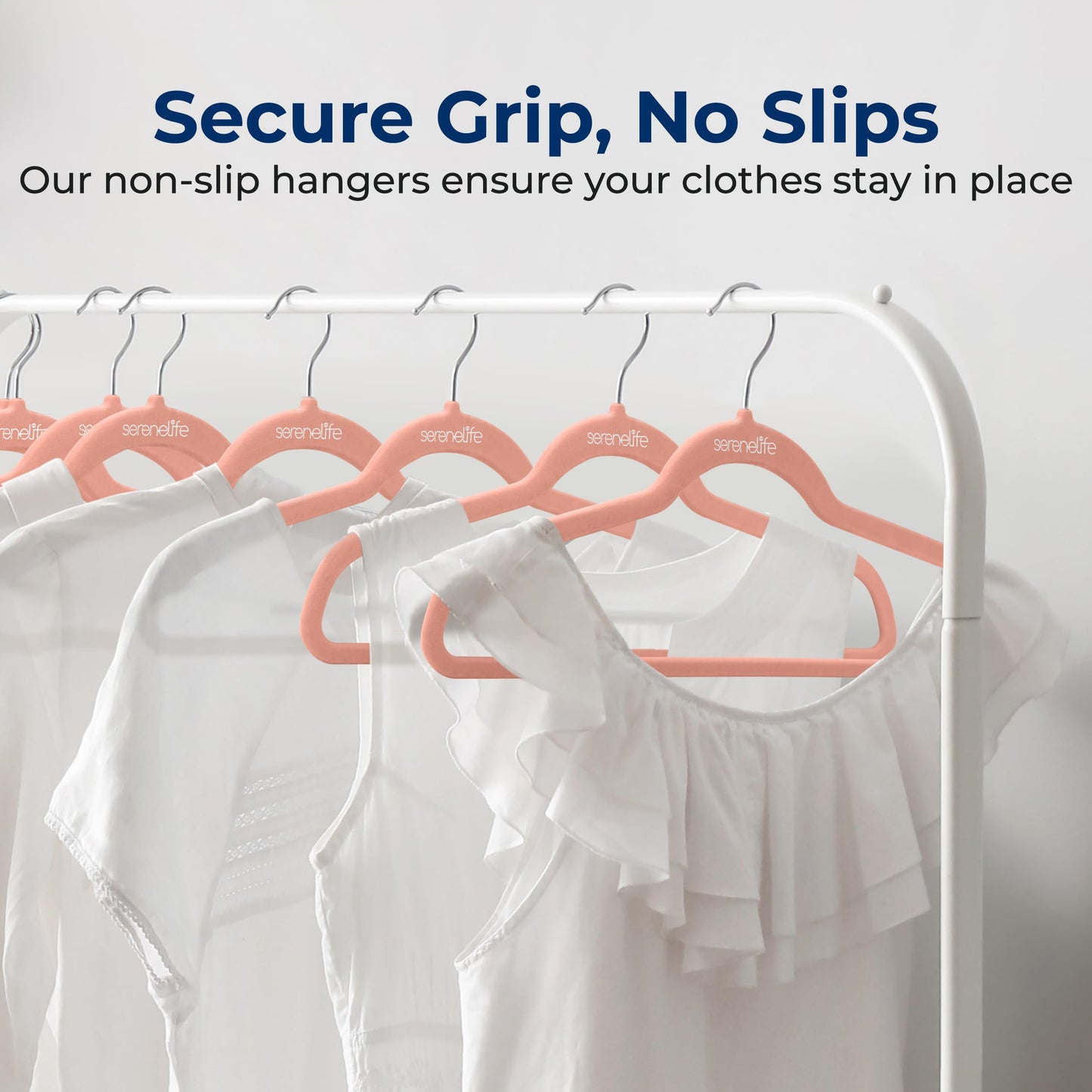 SereneLife Velvet Hangers, Pink, 50-Pack - Non-Slip Adult Coat Hangers