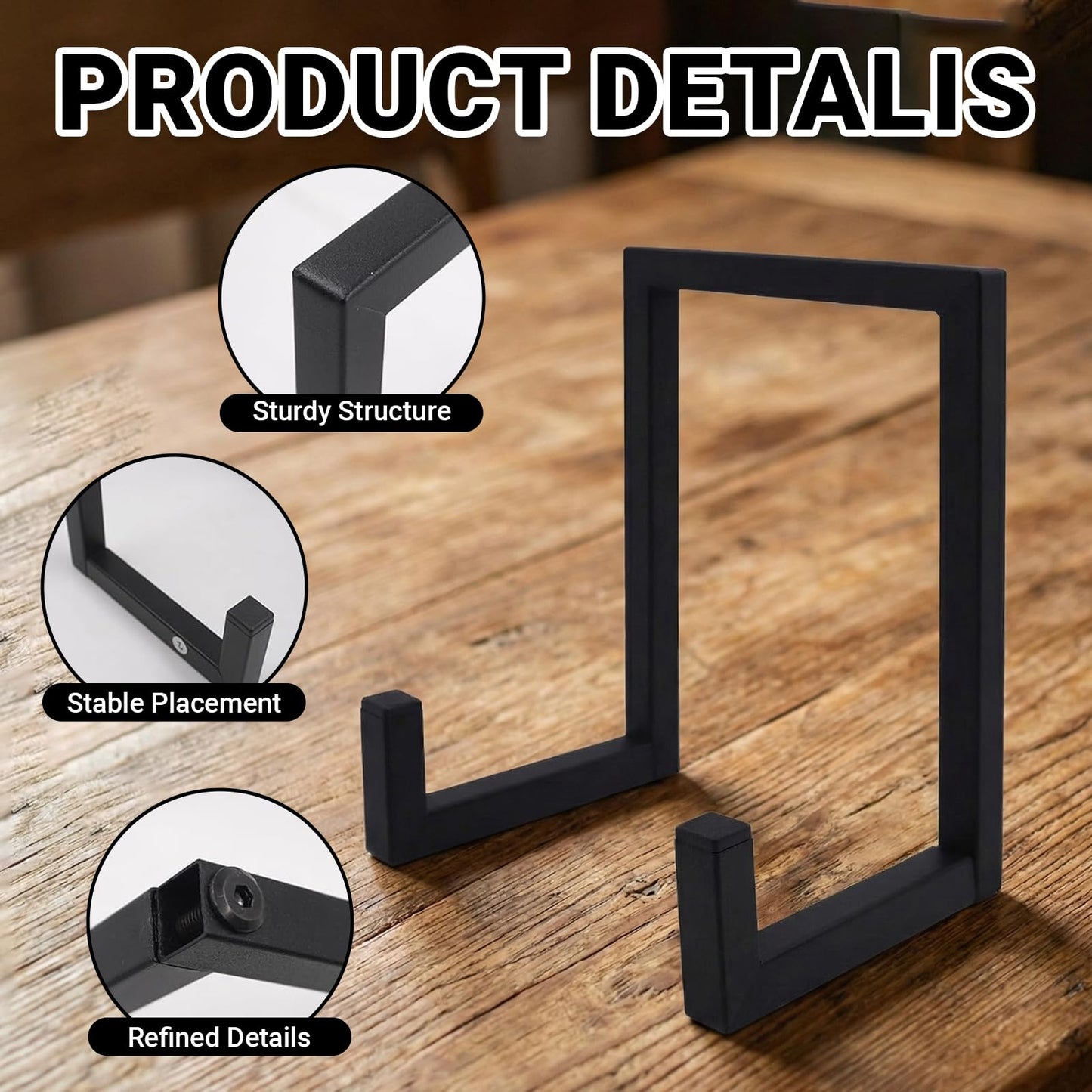 Lirynox Vinyl Record Holder Display Stand, 8 Inch Vinyl Record Storage Holders, Metal Album Frames Rack for Vinyl Records Lp Display Picture Plate