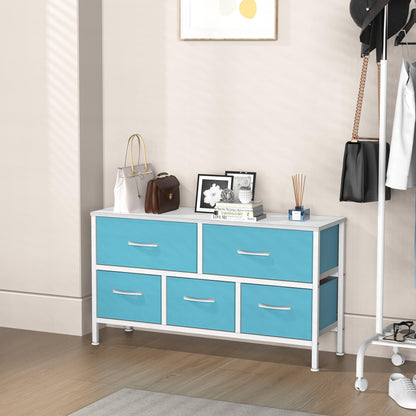 Feonase Bedroom Chest of Drawers, 5 Fabric Drawers Dresser with Metal Frame and MDF Top Board, Modern Storage Unit for Bedroom Living room, Entryway