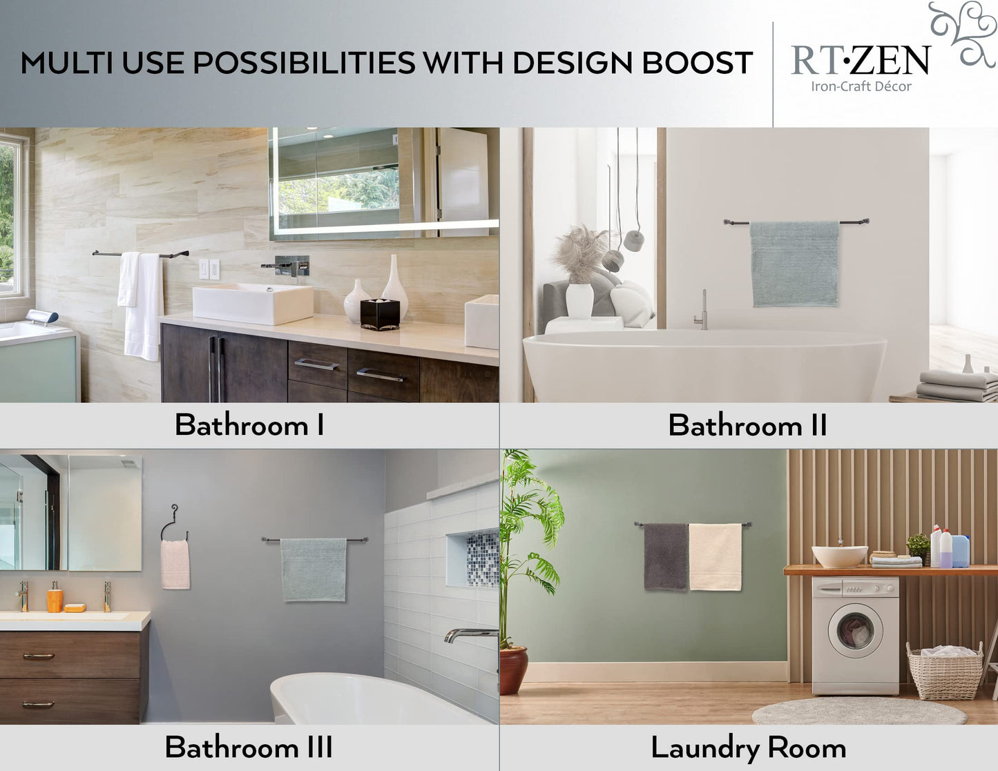RTZEN Farmehouse Bathroom Towel Holder - Wrought Iron Matte Meta Black Towel Bar Wall Mount Rod - Handmade Home Decor Metal Kitchen Hanger Bar