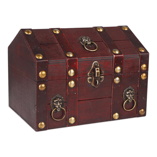 SICOHOME Large Treasure Chest for Kids Wooden Pirate Treasure Box Vintage Decorative Keepsake and Jewelry Box Large Trinket Storage Chest Box with