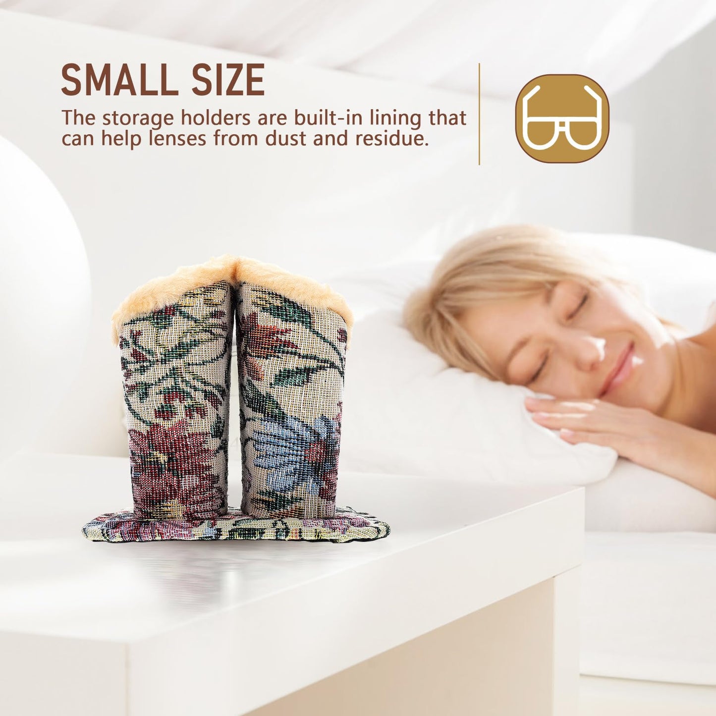 Operitacx Multi-Function Glasses Stand with Plush Lining Compact Decorative Eyeglass Holder for Household Desk Nightstand 5.12X4.72X4.72 Inches