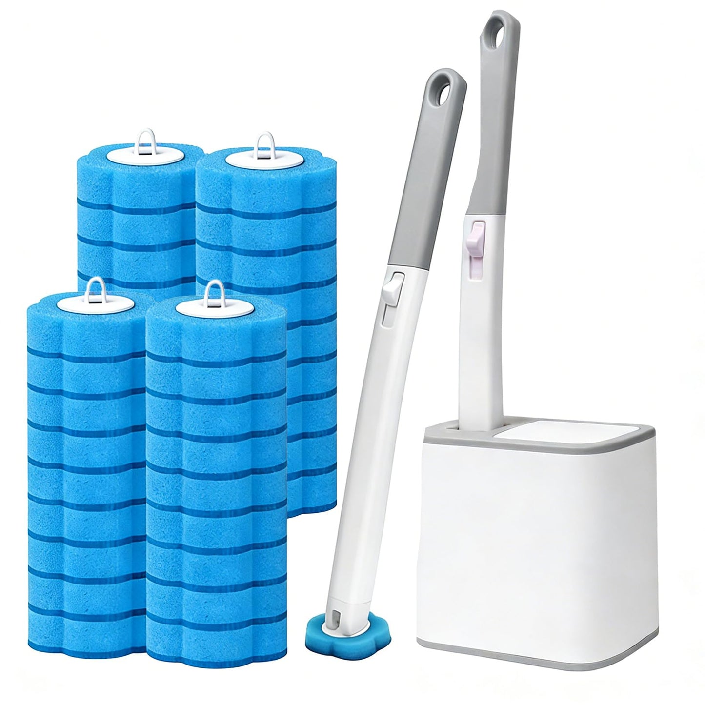 Disposable Toilet Cleaning System, Toilet Brush Wand with 36 Refill Sponges, Pre-loaded Cleaner Heads for Deep Scrubbing and Deodorizing