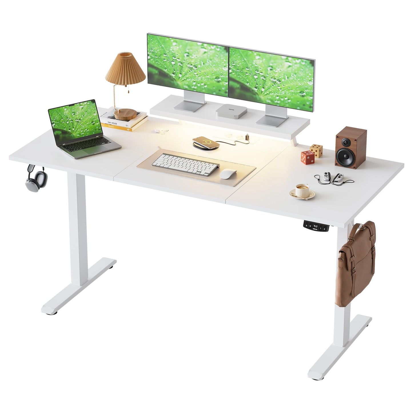 Klicelor Electric Standing Desk, Led & Plug, Movable Monitorstand, 160x60