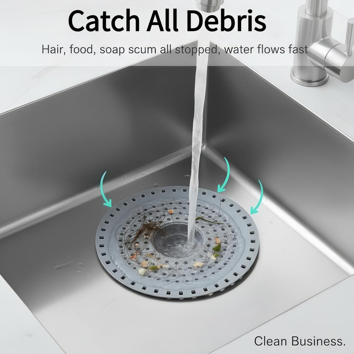 Silicone Hair Catcher, 3-Pack Shower Drain Cover with Suction Cups, Sink Strainer for Kitchen & Bathroom