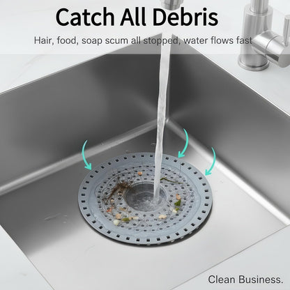 Silicone Hair Catcher, 3-Pack Shower Drain Cover with Suction Cups, Sink Strainer for Kitchen & Bathroom
