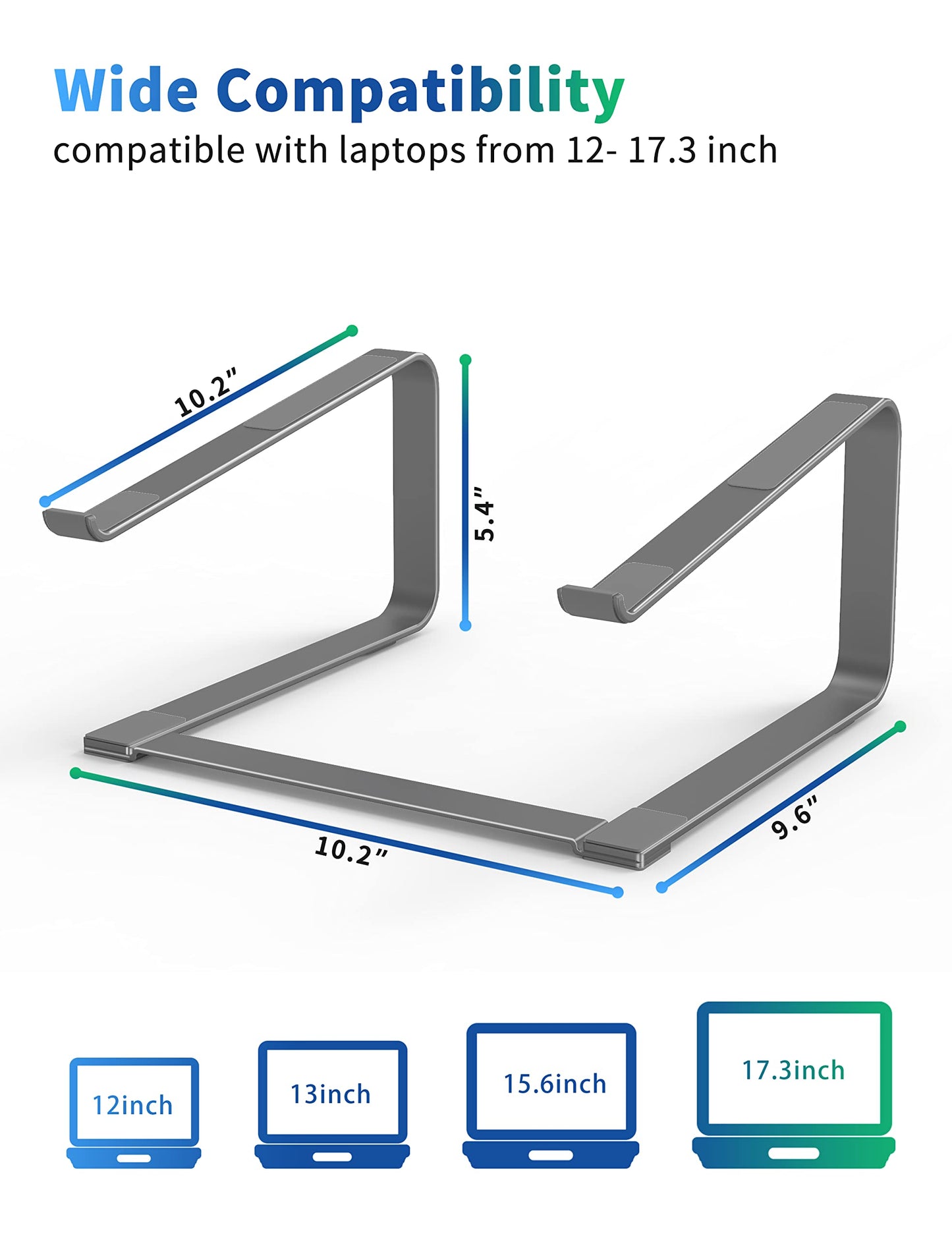 SOUNDANCE Laptop Stand for Desk, Metal Computer Riser, Heavy Stable PC Holder, Ergonomic Laptops Elevator for 12 to 17.3 Inches Notebook Computer