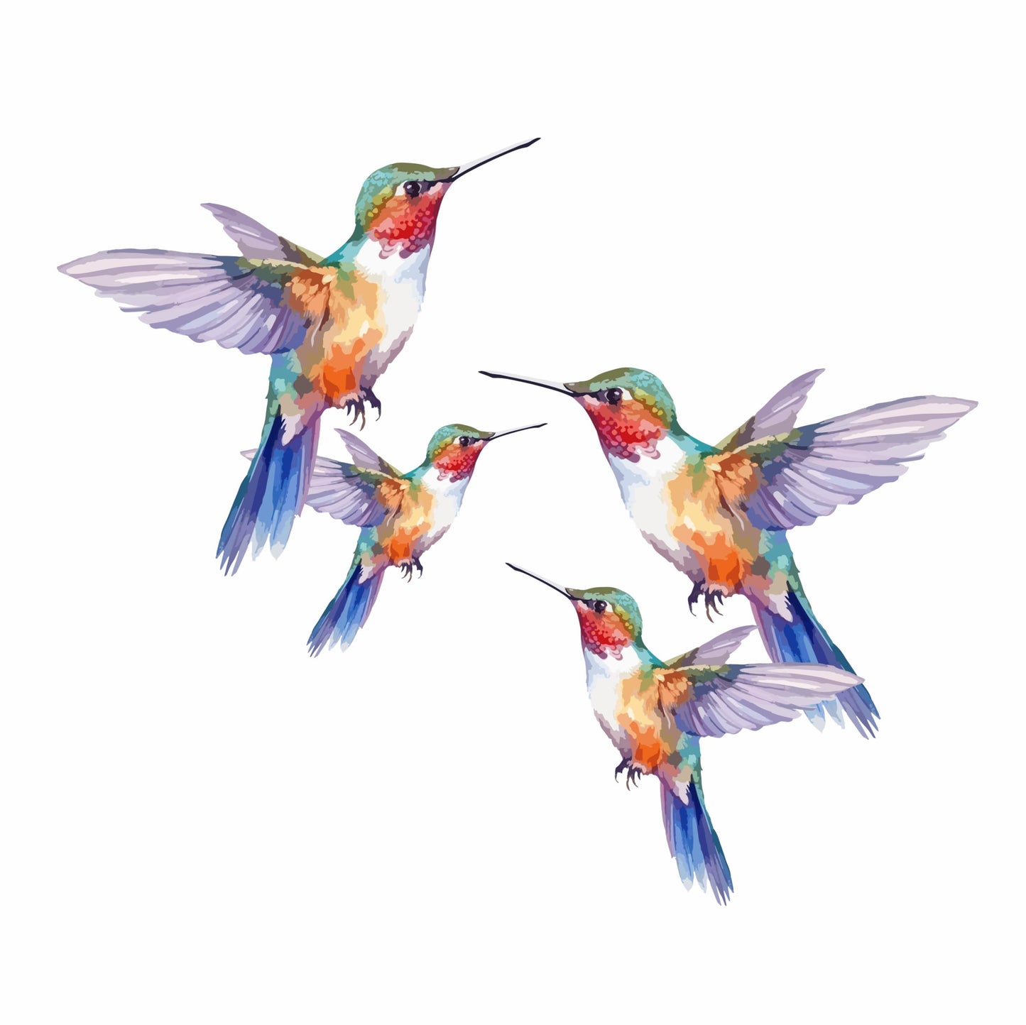 Purple Hummingbird Vinyl Decals, Humming Bird Stickers for Laptops and Wall