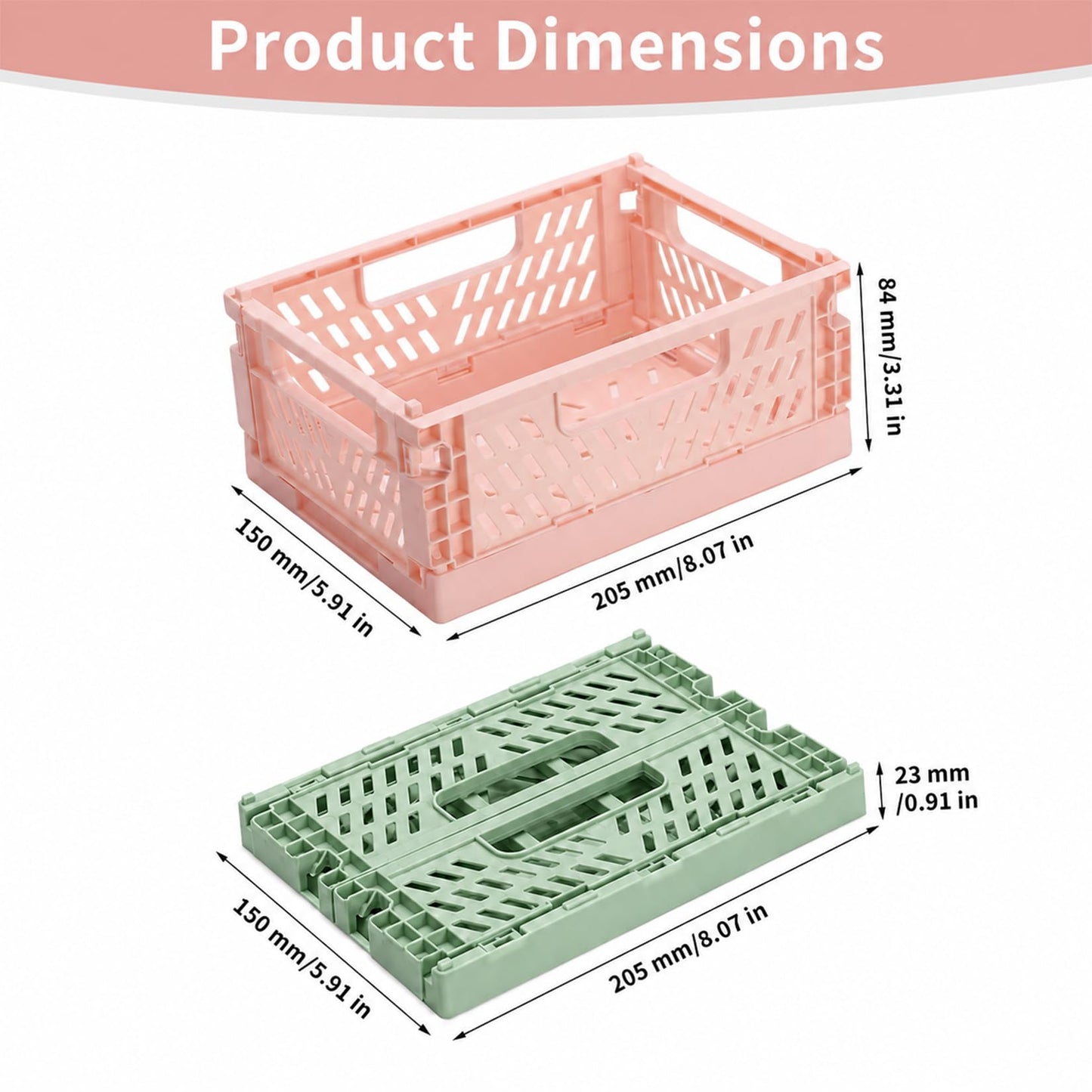 4 Pcs Collapsible Storage Boxes, Stackable Storage Baskets, Folding Crates, Foldable Basket