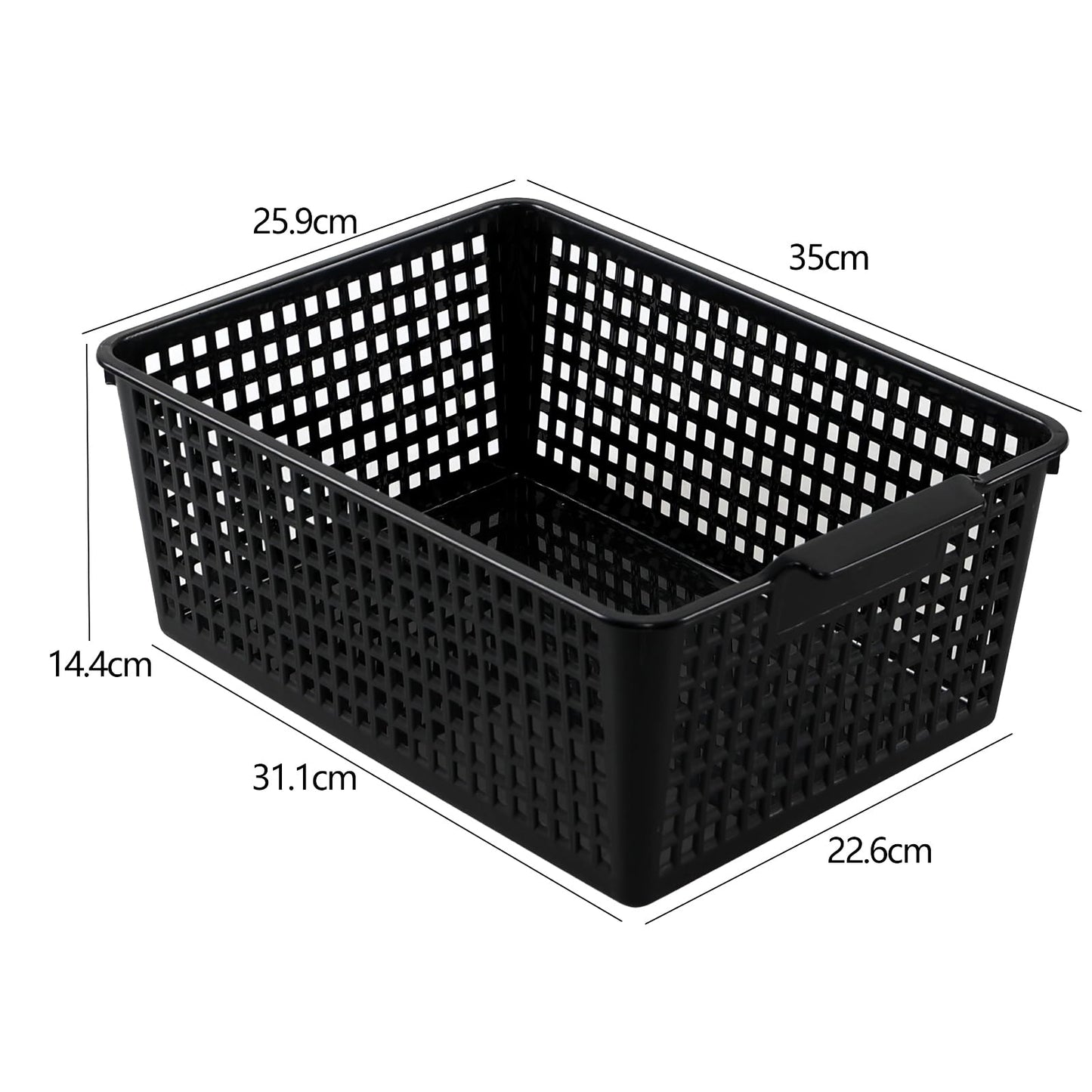 Loiycg 6 Packs Plastic Weave Storage Baskets, Kitchen Organiser Box, Black