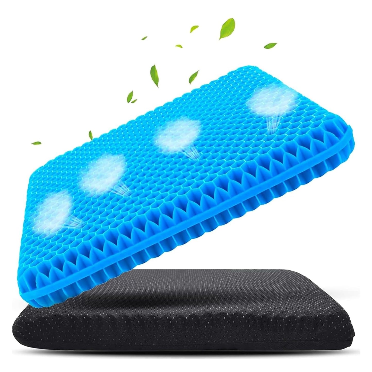 Gel Seat Cushion for Long Sitting, Honeycomb Design Double Thick Gel Cushion for Coccyx Sciatica & Lower Back Pain Pressure Relief