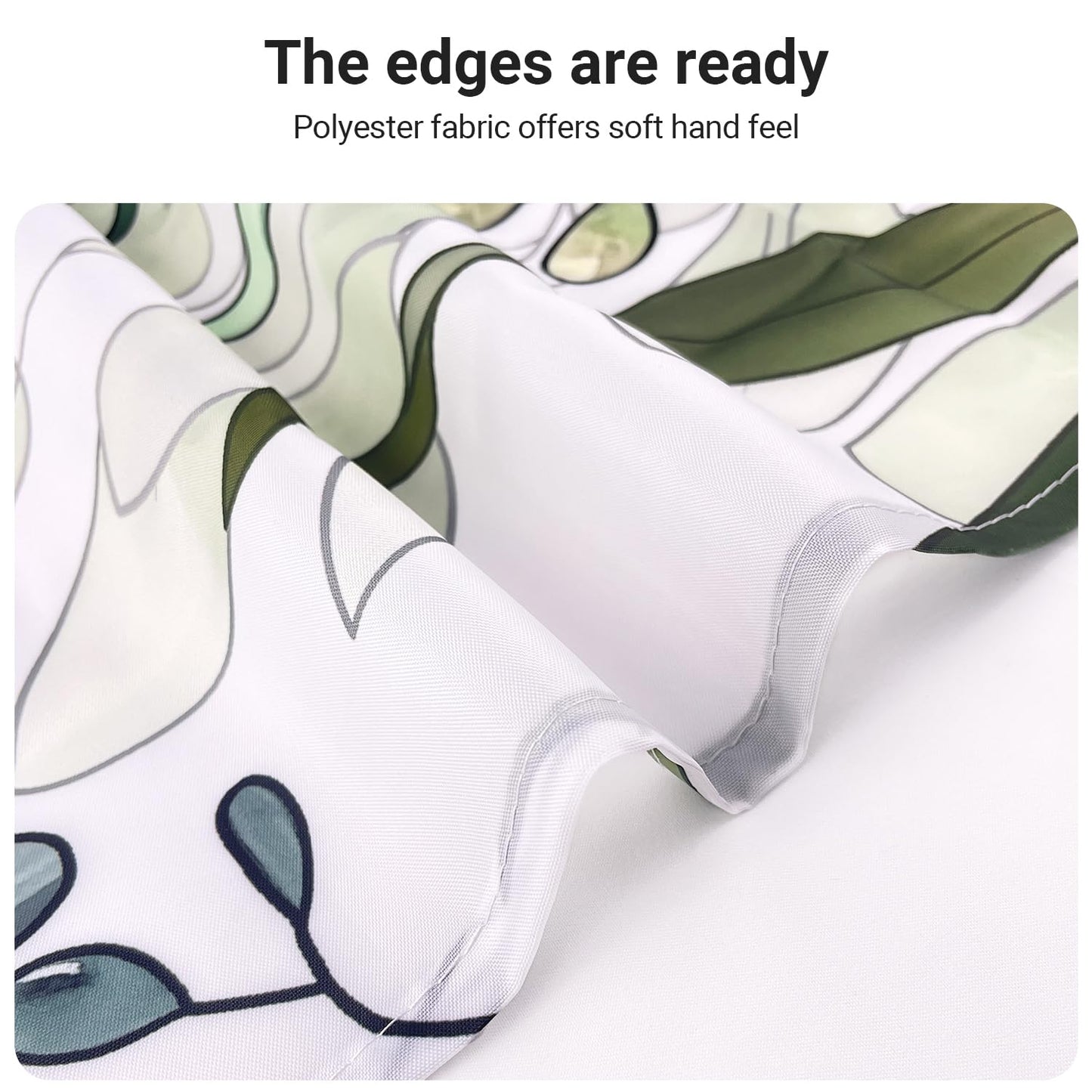 Lerores shower curtain 100x200cm (39x78 inch) Green Leaves Pattern, Weighted Hem Anti-Mold Textile, Water-Repellent