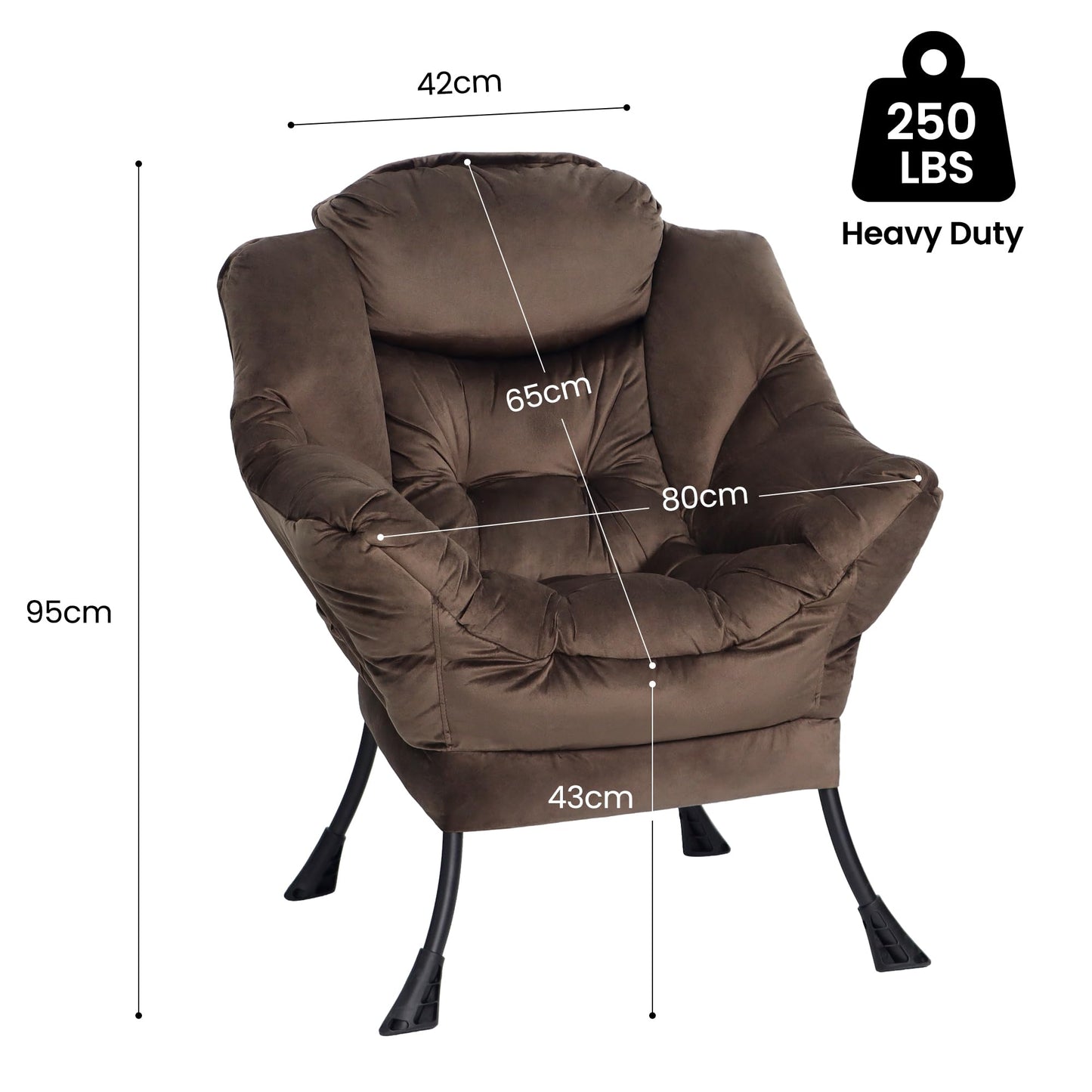 Mordchil EU Comfy Chair for Adults,Armchair Chair for Living Room,Velvet Reading Chairs for Bedroom, Accent Chairs with Steel Frame,Dark Coffee