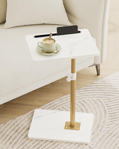 Apetaccat Side Table, C-Shaped Adjustable Sofa Table, 360°Swivel Coffee Tables,40x30x45-83 cm,Small End Tables Bedside for Living Room