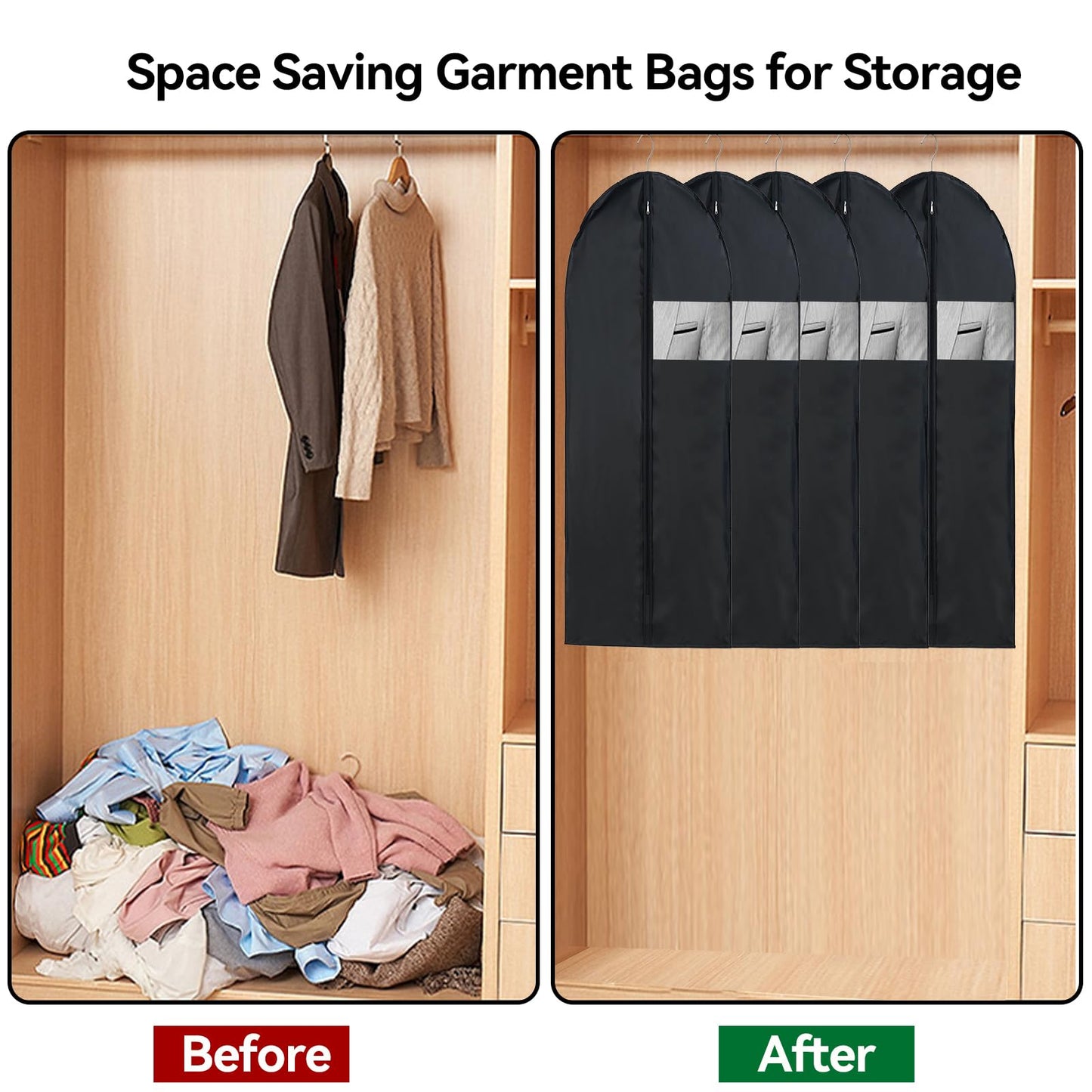 hautllaif 2 Pcs Suit Bags,Travel Garment Carrier with Zipper,60 * 100cm
