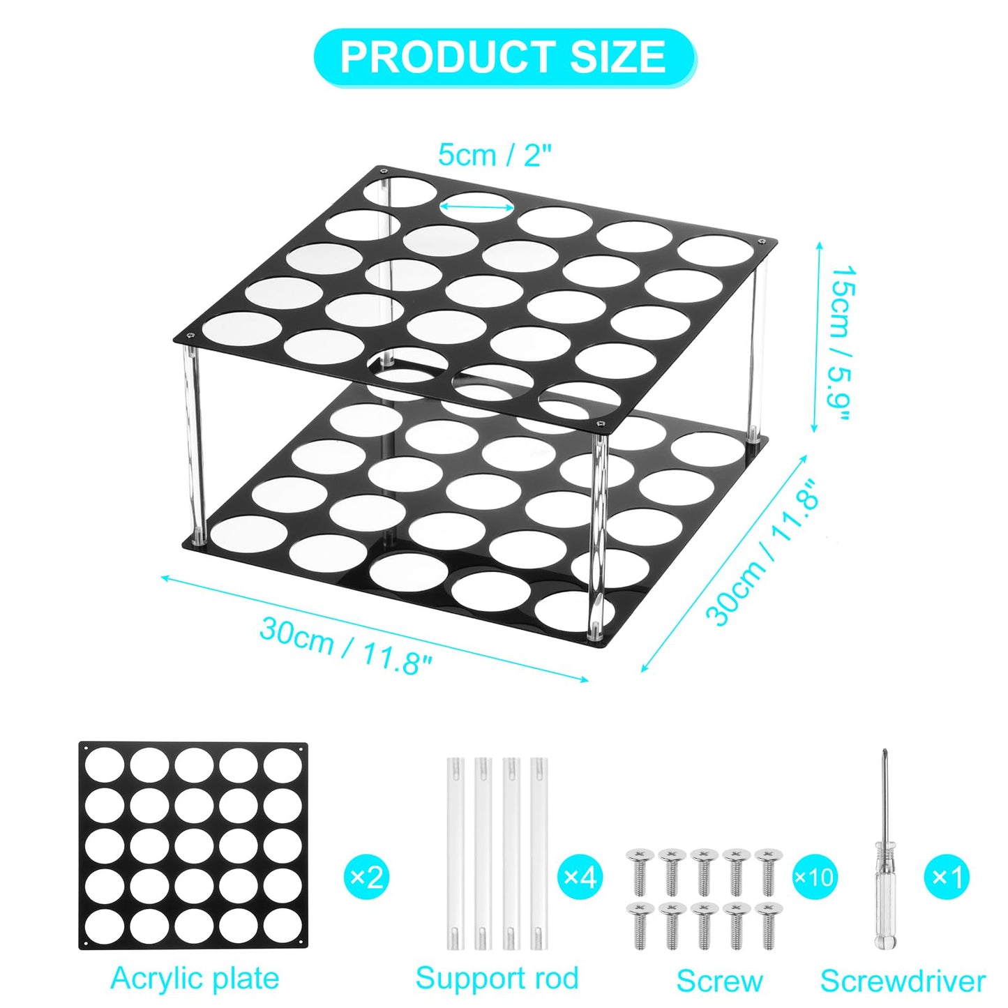 sourcing map Vinyl Roll Storage Rack, 1 Set Acrylic Vinyl Roll Holder for Up to 25-Holes, Vinyl Organization for Craft Room Vinyl Roll Gift Wrap