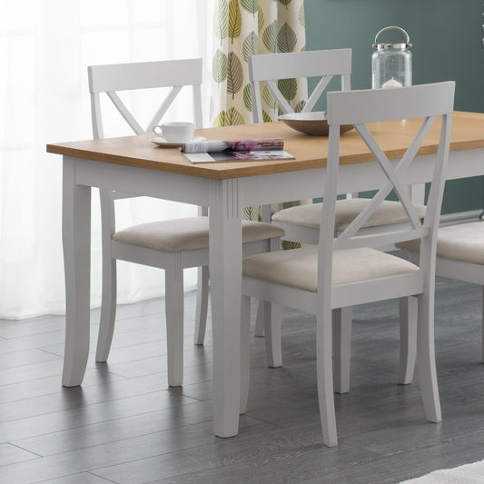 Julian Bowen Oak/Elephant Grey Wood Davenport Dining Chairs Set of 2