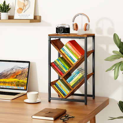 IBUYKE 5 Tier Tree Bookshelf,Small Desktop Bookshelf,Brown TBC003H