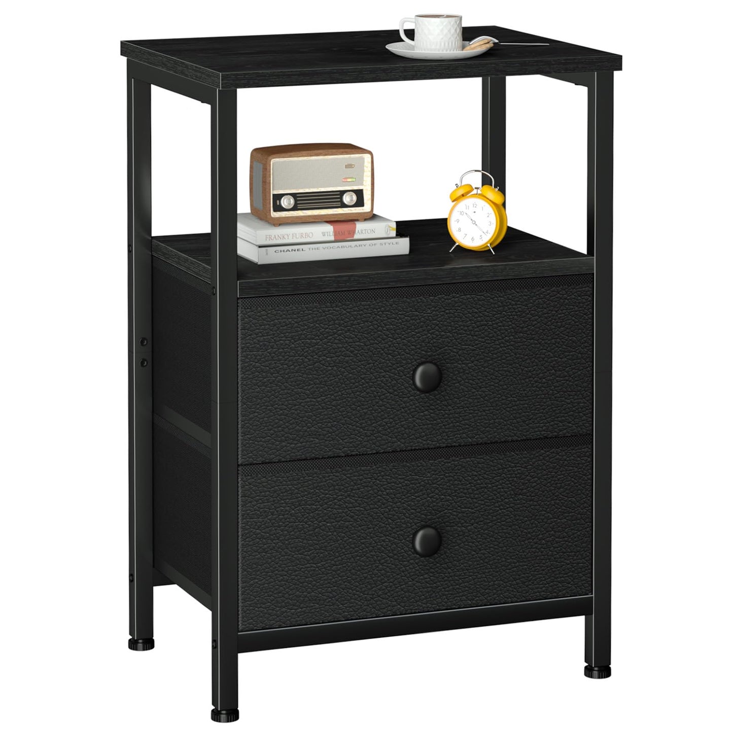 LOAKEKEL Bedside Table, Side Table with 2 Fabric Drawers, Sofa Table