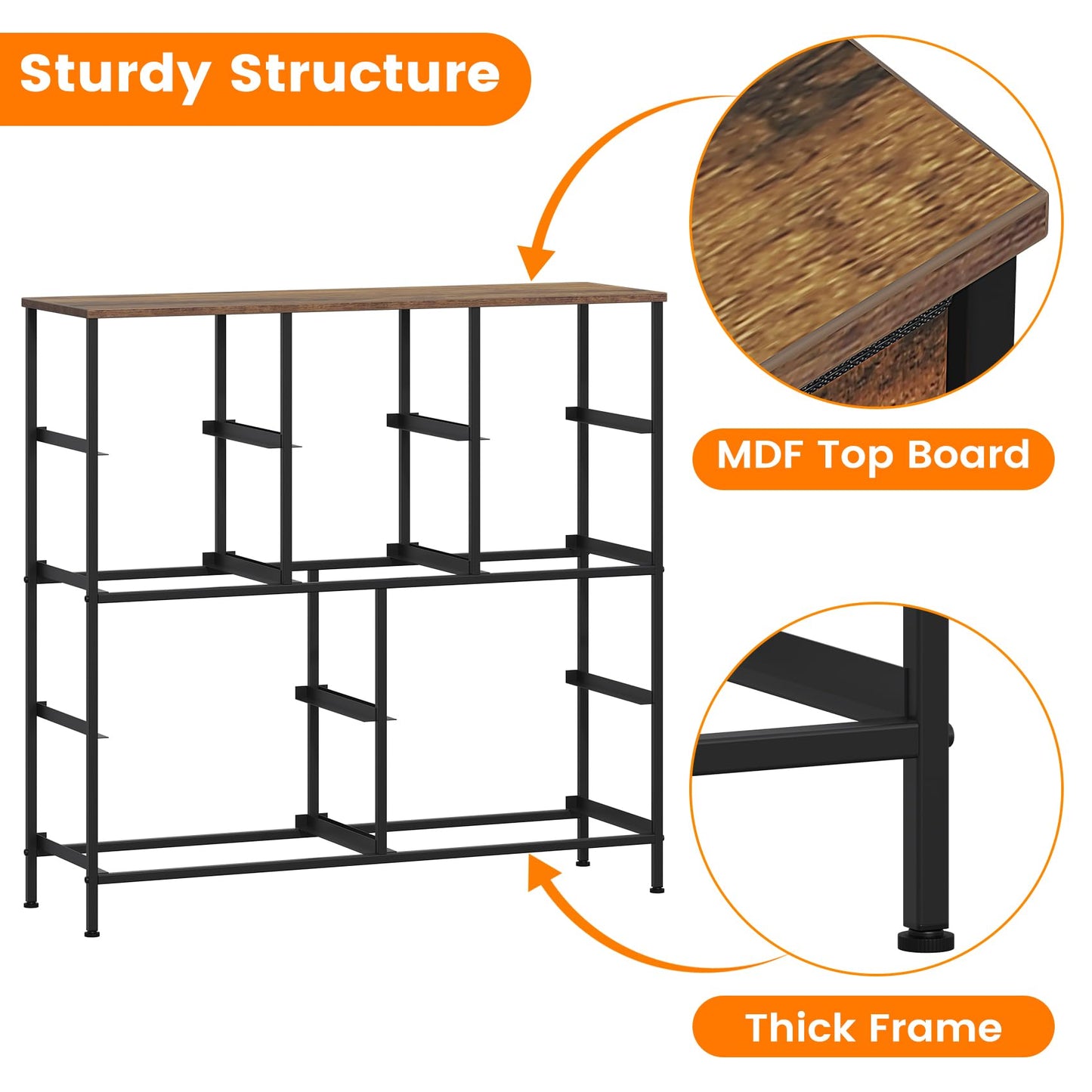 GoaHi Chest of Drawers, Large Dressers with Metal Frame and MDF Wooden Top Board, Adjustable Feet, Anti-Tip Safety
