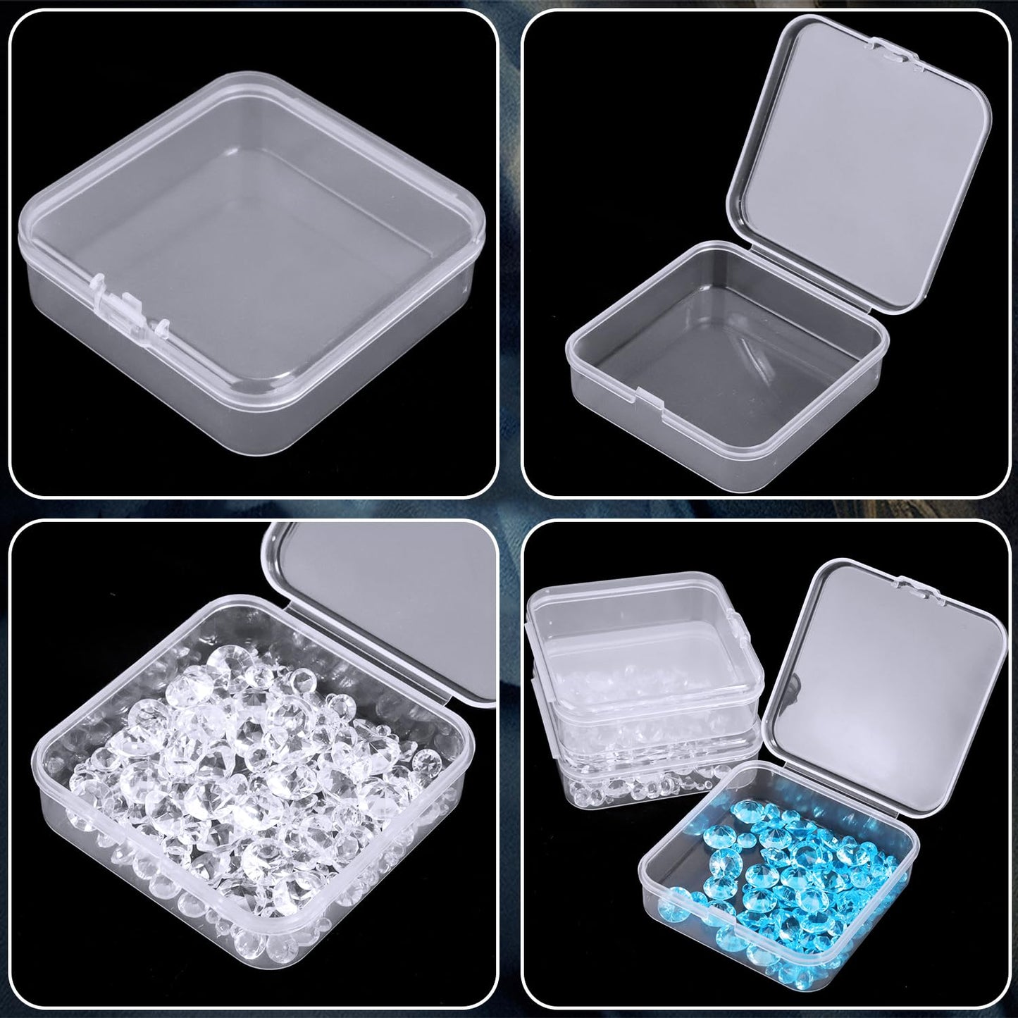 Prmape Pack of 24 Storage Boxes with Lid, Small, 6.5 x 6.5 x 2 cm, Rectangular Empty Mini Storage Box