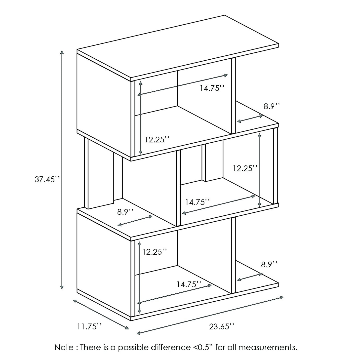 Furinno Bookcases, Wood, Expresso, one size FR16120EX, 59.99 (W) x 94.79 (H) x 30 (D) cm