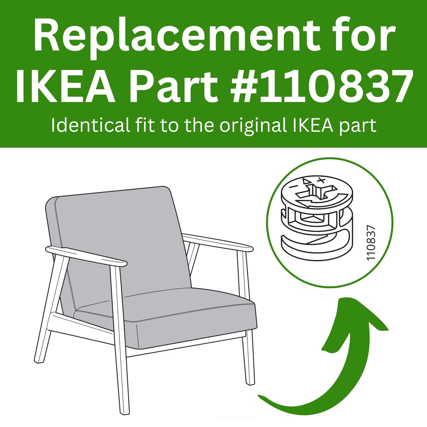 Spare Hardware Parts Cam Lock Nut 23MM | Replacement for IKEA Part # 110837 | Pack of 10