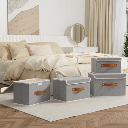 OUTBROS 1 Pack Fabric Storage Boxes with lids, 38x25x25cm, Grey