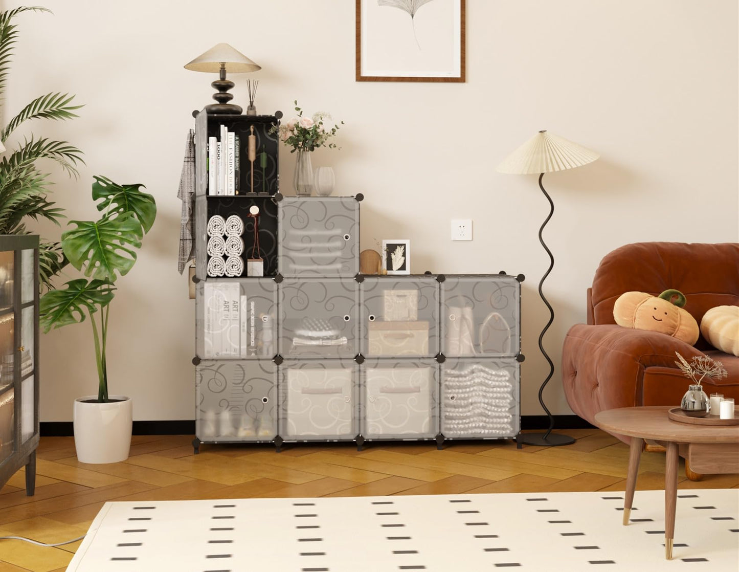AWTATOS 12 Cube Storage Organizer with Doors,Black