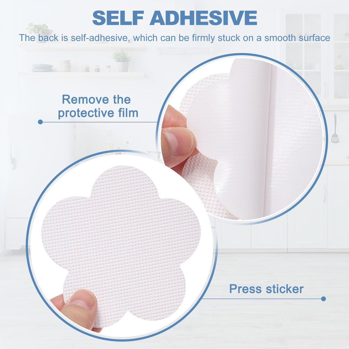 PATIKIL 12 Pcs Non Slip Bathtub Stickers, Anti Slip Shower Stickers with Scraper Bathroom Shower Floor Decals Flower Shape Cute Treads Tubs, White
