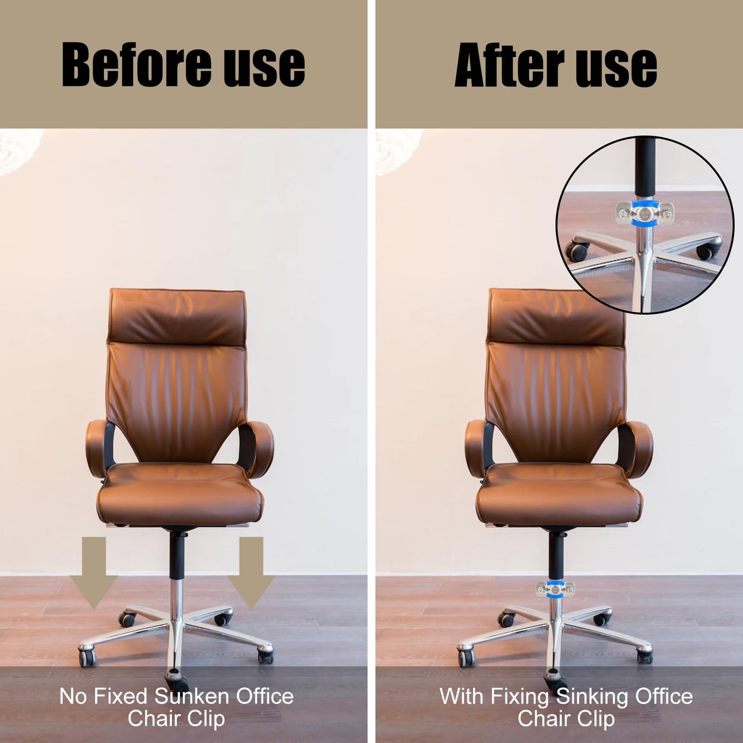 NICENEEDED 2 Pcs Fix Sinking Office Chair, Stainless Steel Office Chair for Stop Sinking