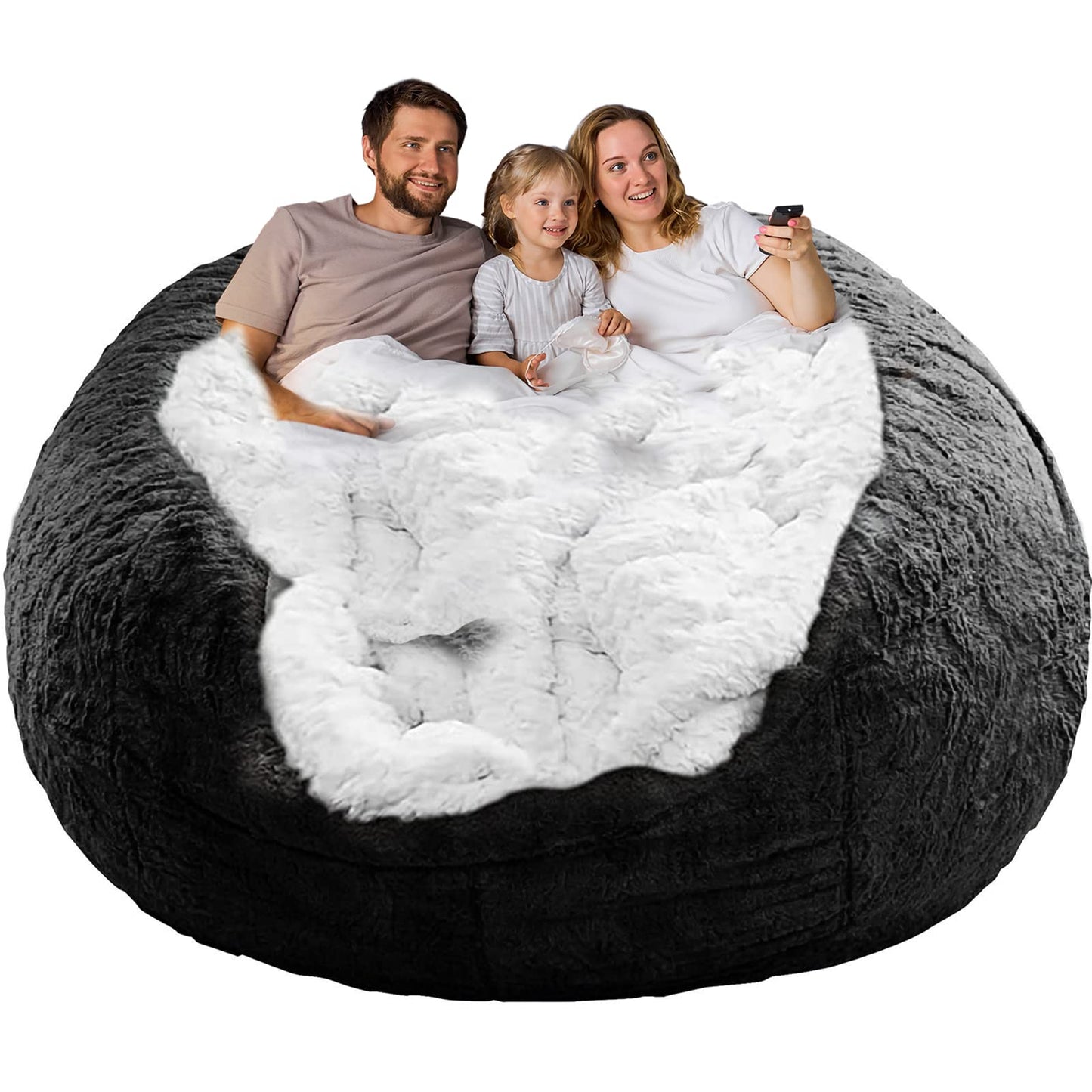 YudouTech Bean Bag Chair Cover Without Filler,Big Round Soft Fluffy PV Velvet Washable Bean Bag Lazy Sofa Bed Cover for Adults,Living Room Bedroom