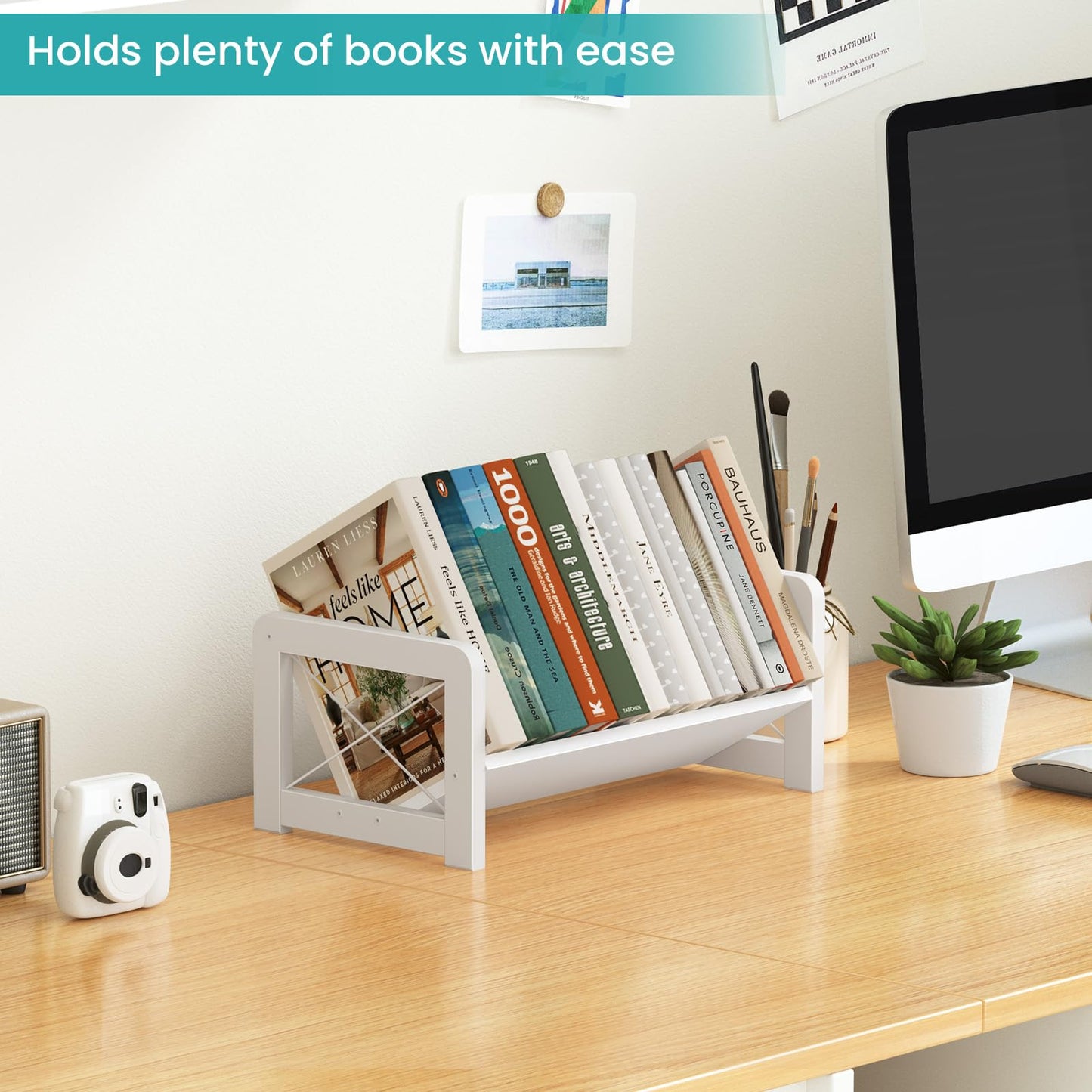 ELITEROO Mini Bookshelf for Desk, Desktop Bookcase, Single Cookbook Shelf, Tabletop Book Storage Rack, Tiny Book Organizer for Book Display & Storage