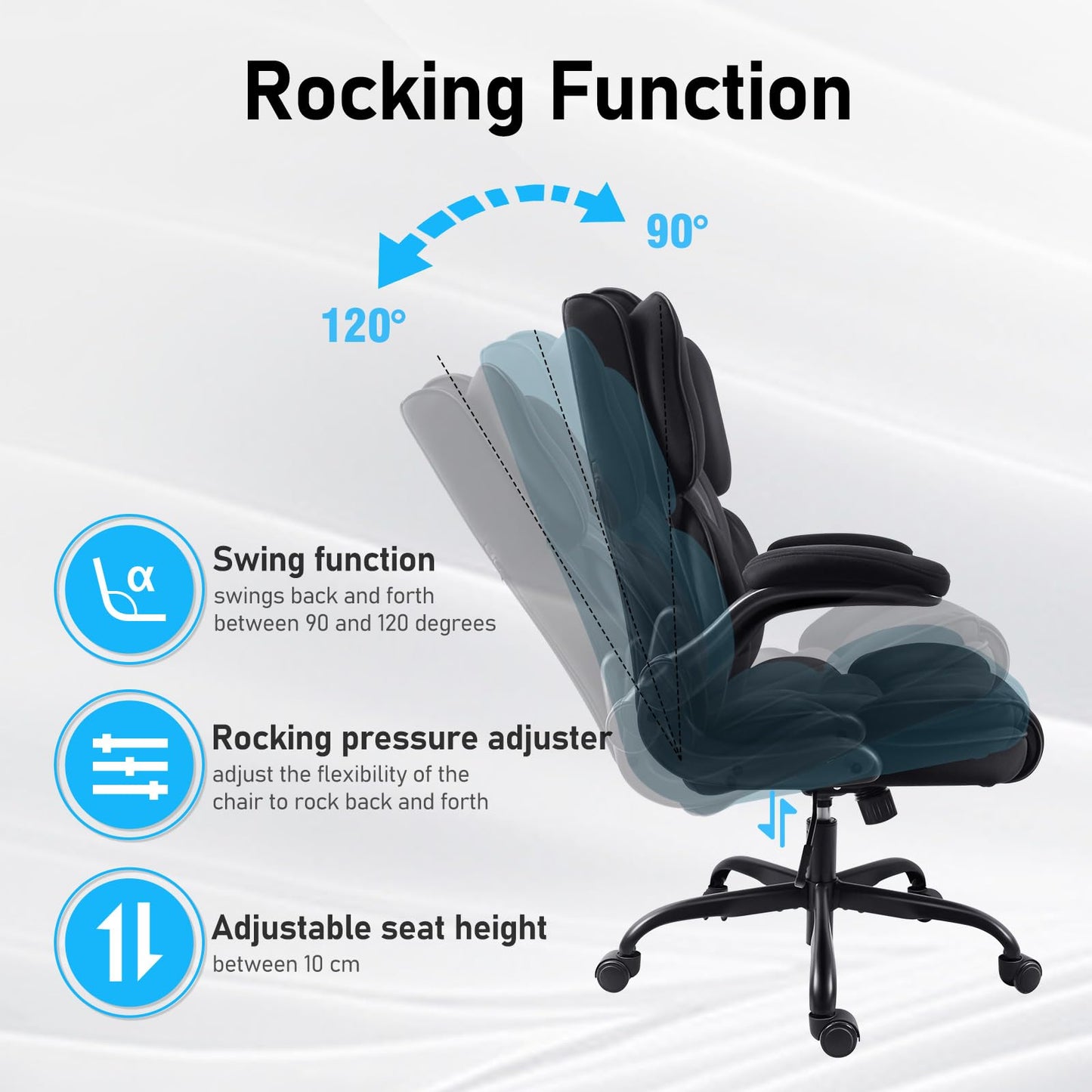 GGCIR Office Chair,Fabric Desk Chair with 90° Flip-up Armrest for Home or Office,Ergonomic Durable with Adjustable Height(Black)