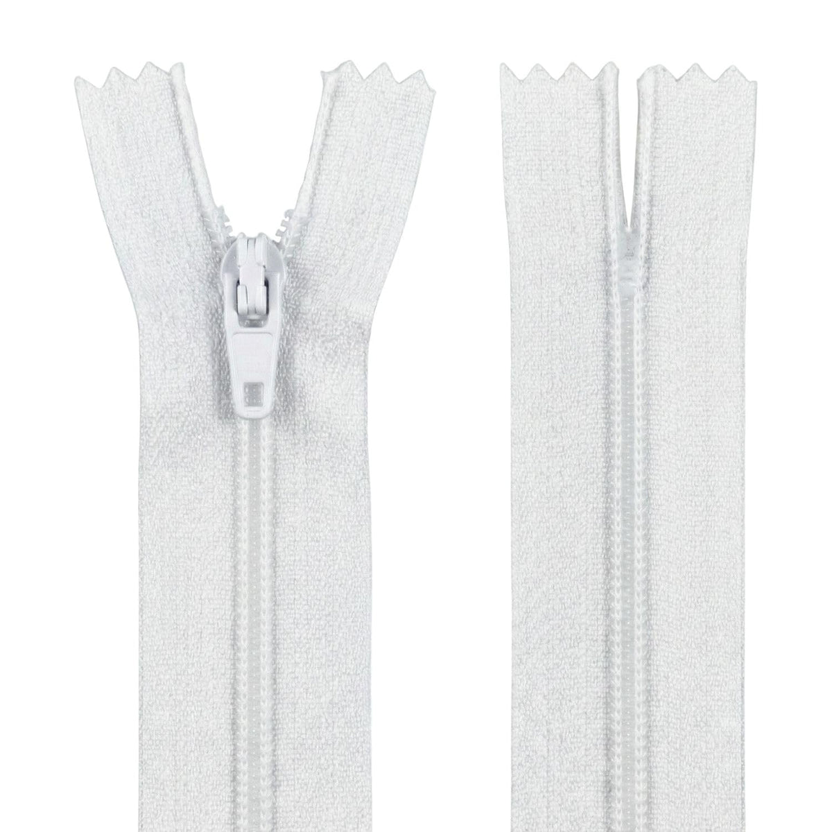 9" 22.9cm White Zip - Closed-End - Dressmaking, Sewing & Craft