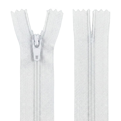 9" 22.9cm White Zip - Closed-End - Dressmaking, Sewing & Craft