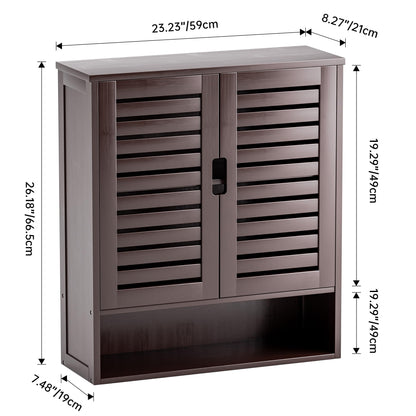 SMIBUY Bathroom Cabinet Wall Mounted, Bamboo Over-The-Toilet Storage Organizer, Space Saver Medicine Cabinet with 2 Door and Adjustable Shelves