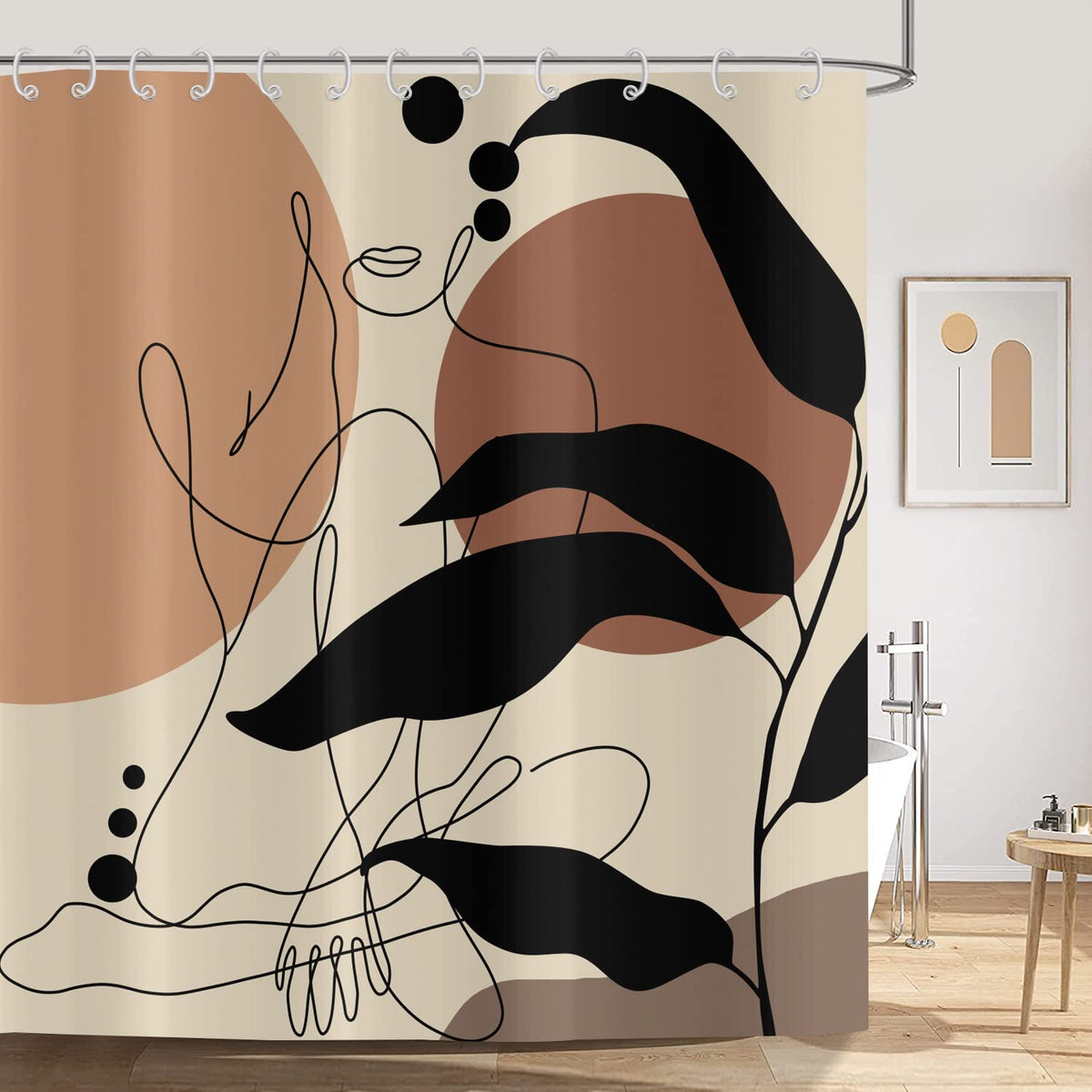 ASDCXZ Boho Style Shower Curtain 180x200 cm, Modern Abstract Art Boho Girl Body Line Bath Washable Shower Curtains Polyester Textile Waterproof