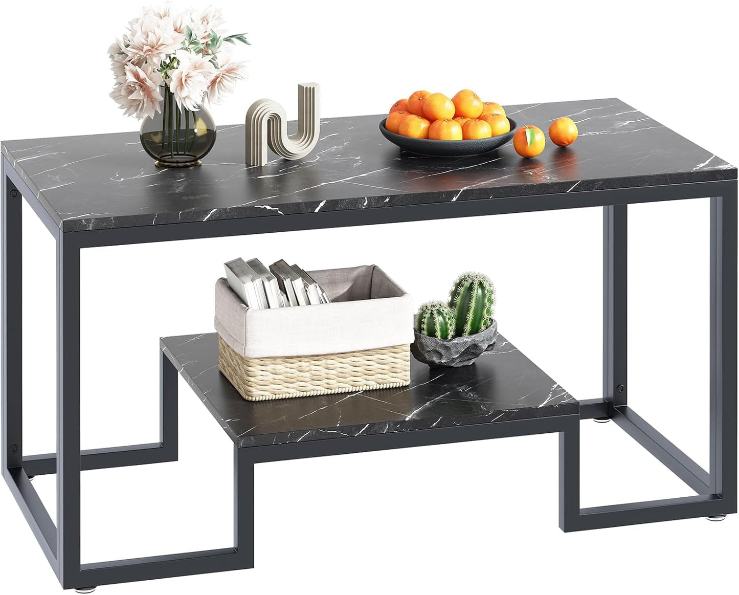 Coffee Table with Storage Shelf, Living Room Table with Metal Frame, Coffee Tables for Living Room, Center Table