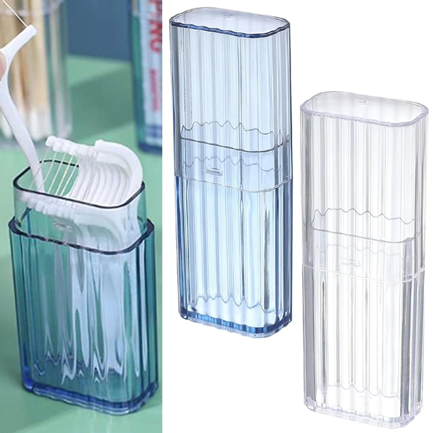 DILUSILK Cotton Bud Holder, 2 Pcs Portable Travel Cotton Bud Holder with Dustproof Lid,for Cotton Swabs, Dental Floss