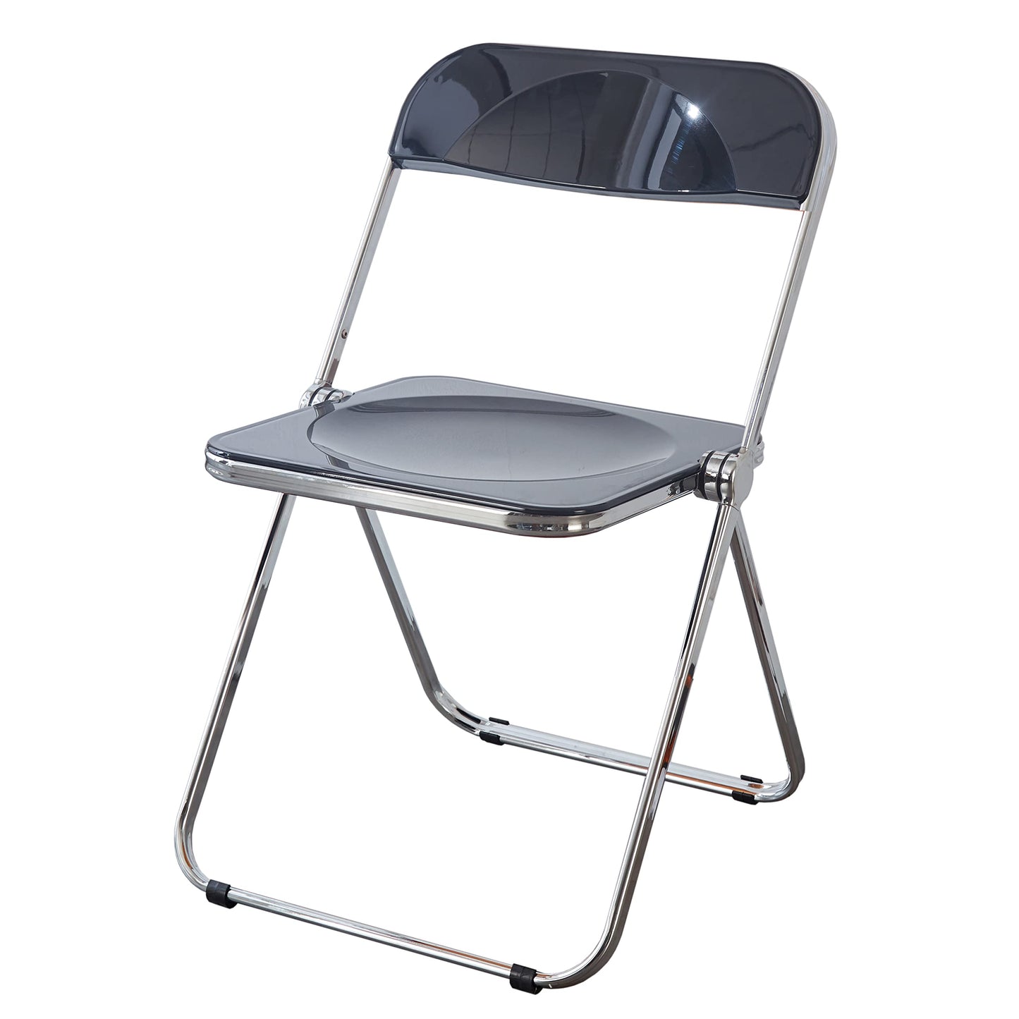 KAIHAOWIN Luxury Modern Acrylic Folding Chair-Ghost Stackable Crystal Folding Chair-PC Plastic Living Room Seat-Chrome Frame and Foldable Acrylic