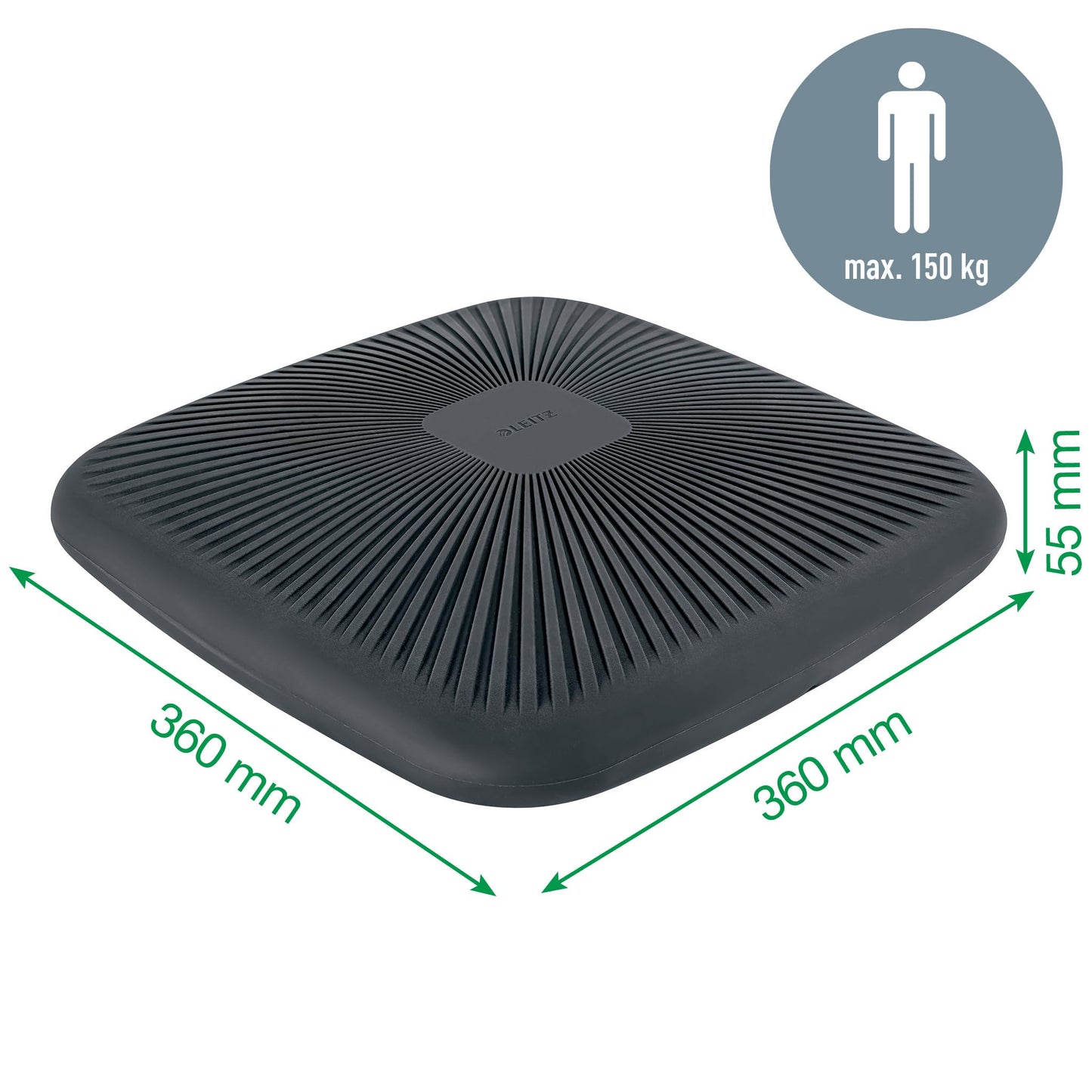 Leitz Ergo Active Wobble Cushion, Ergonomic Seat Cushion for Office Chair, Square Seat Pad for Improved Ergonomics, 65390089