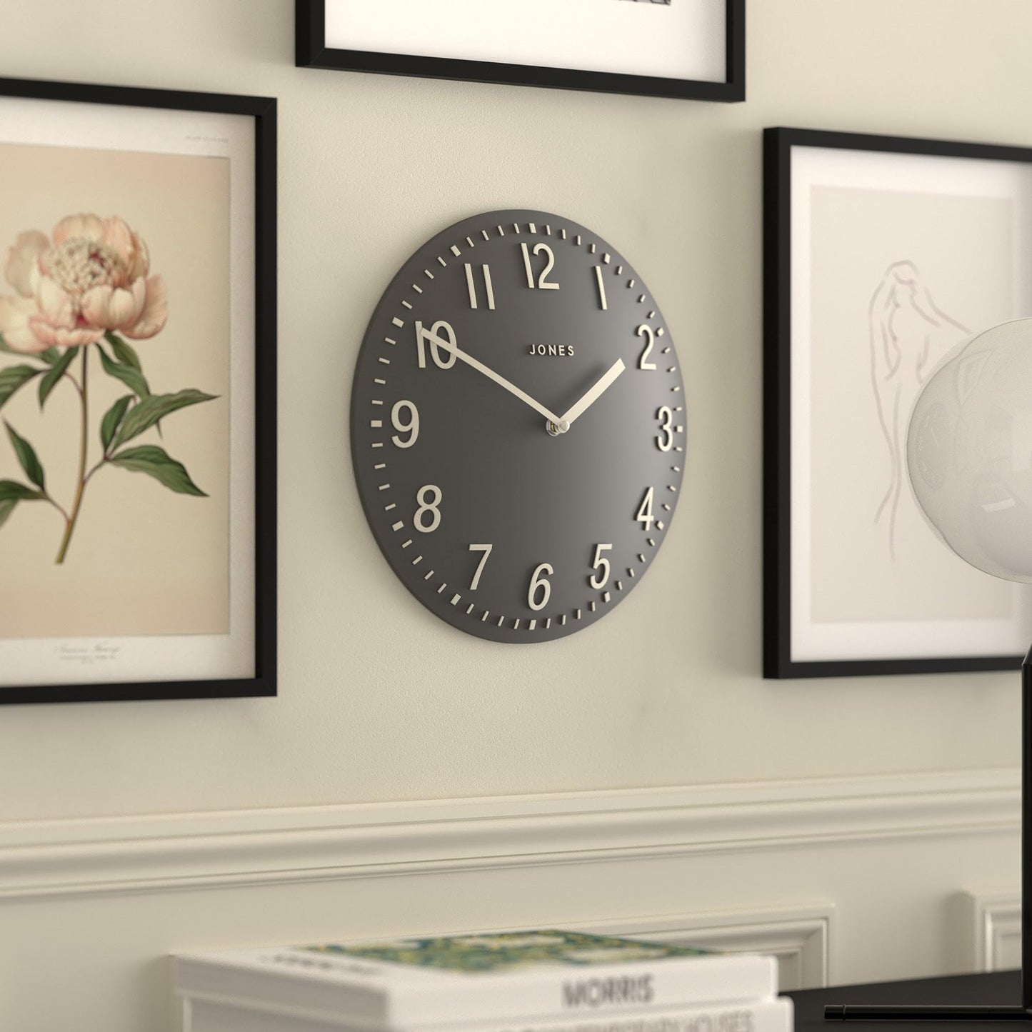 Jones Clocks Chilli wall clock | Modern convex clock | 30cm | Dark grey | Ideal for the kitchen, living room, office or bedroom