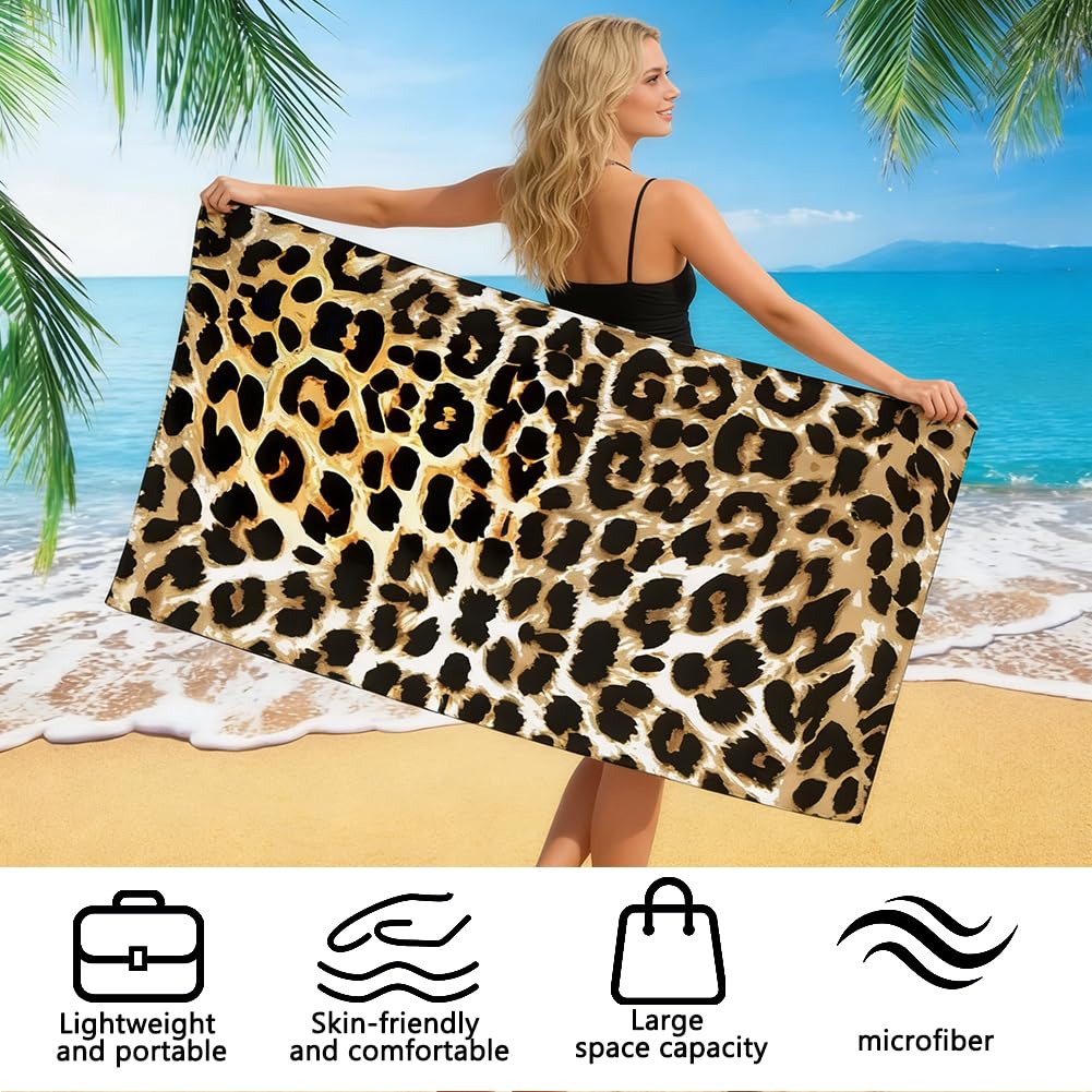 Vexthorion Leopard Quick Dry Towel 160x80CM,Lightweight Towel for Swimming