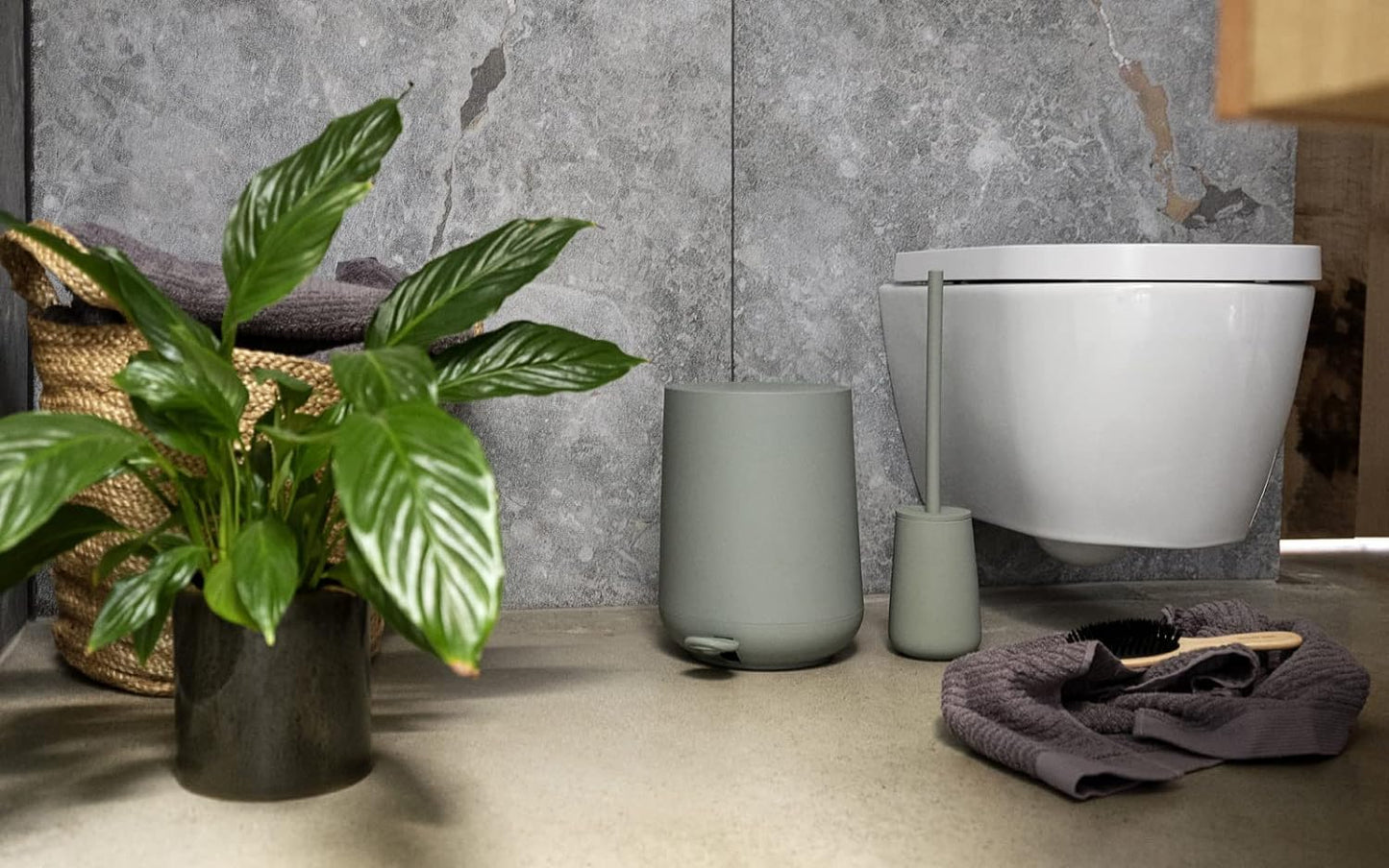 Zone Denmark Nova Bathroom Bin Cosmetic Bin Diameter 20.5 cm Height 23.5 cm Capacity 3 Litres Gull Grey