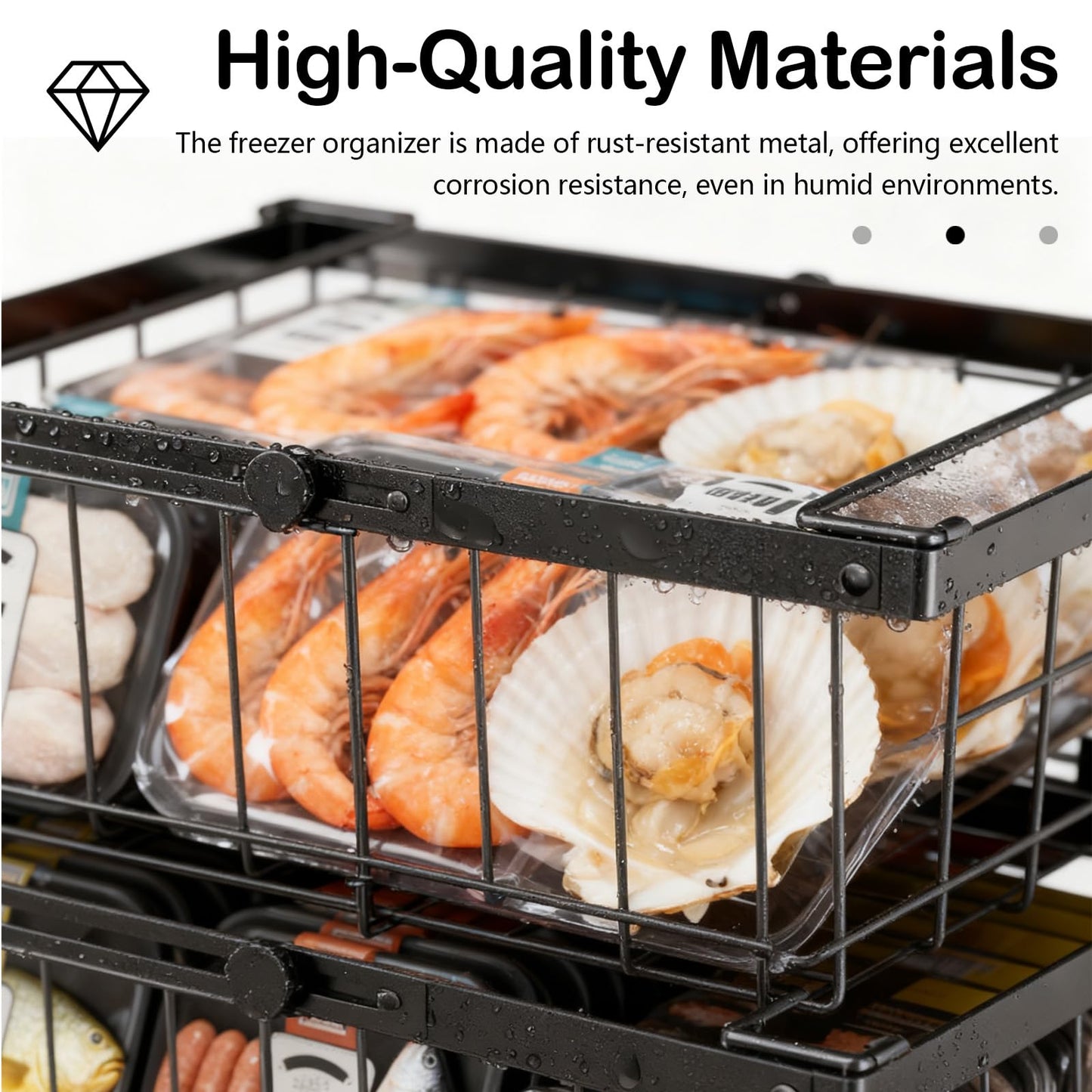 2 Pack Expandable Chest Freezer Baskets, Stackable Freezer Storage Baskets for 140L-570L Chest Freezers